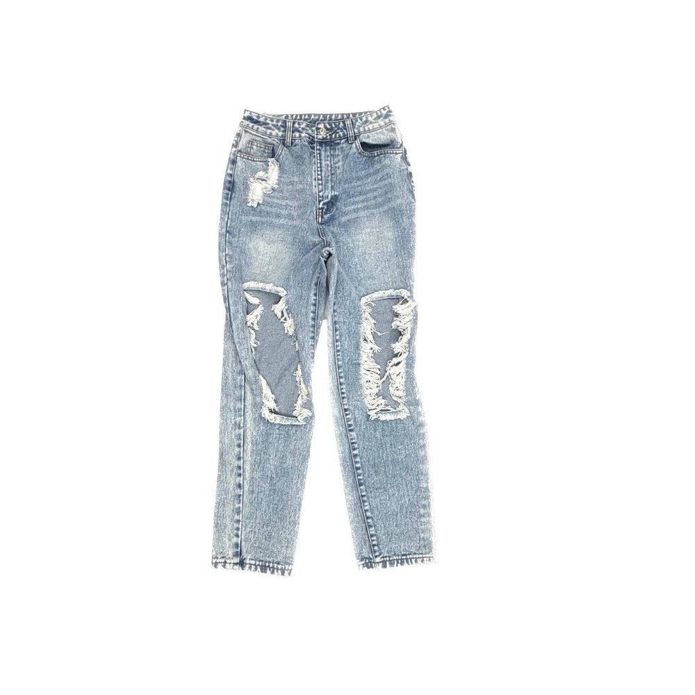 Shein Distressed Straight Leg Women's size 2 Light Wash Blue‎ Denim jeans